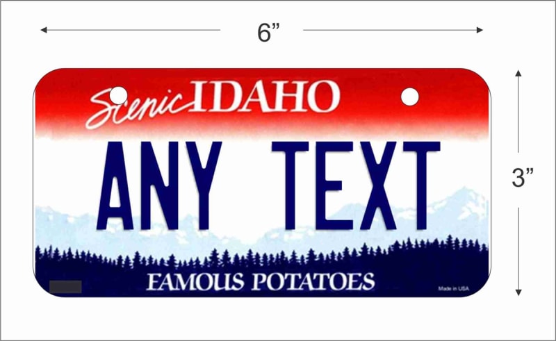 Idaho state Mini License Plate for Bicycles, Bikes, Wheelchairs, Golf Carts personalized for you. can also be used as a door sign.