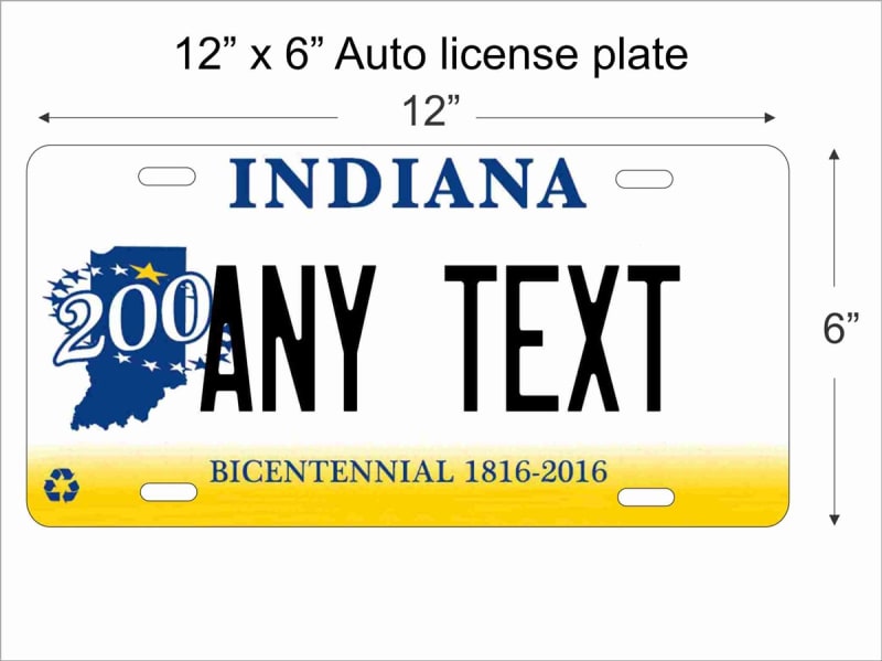 Indiana state replica License Plate personalized with your design