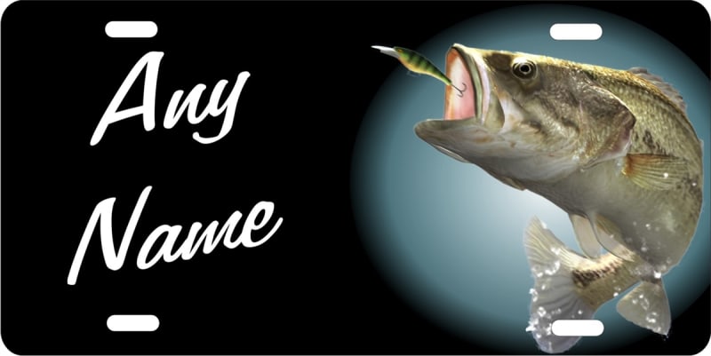 Bass fishing custom car tag