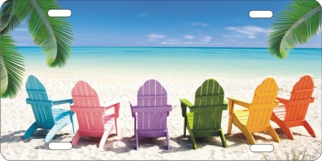 Beach Chairs beach scene car tag personalized novelty front license plate