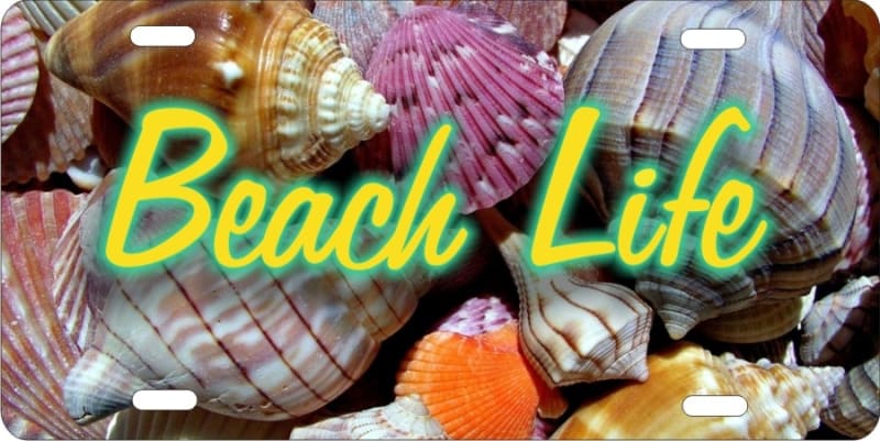 Beach Life custom car tag
