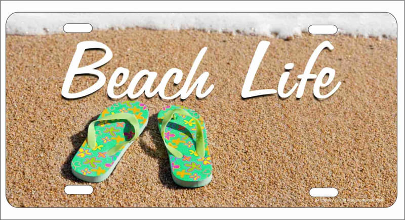 Beach Life custom car tag