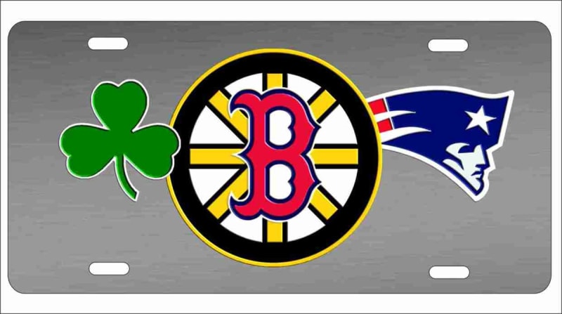 Boston Sports Fan Recycled Vintage Massachusetts License Plate Art