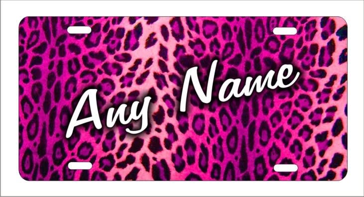 Pink Cheetah Leopard Print Personalized Novelty Front License Plate Decorative vanity Car Tag
