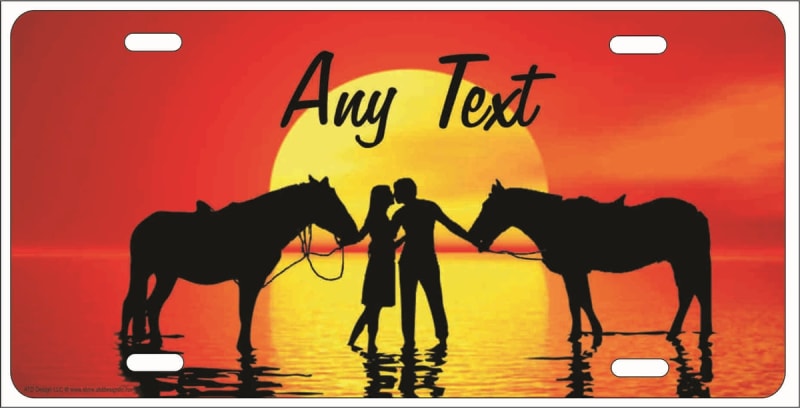 Couple on the beach with horses personalized novelty Front license plate for lovers Decorative Vanity Car Tag