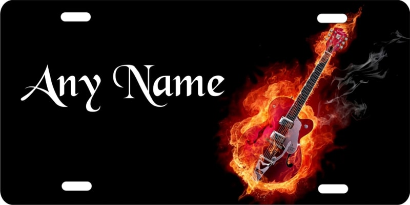 flaming guitar personalized novelty front license plate Decorative Vanity Music car tag