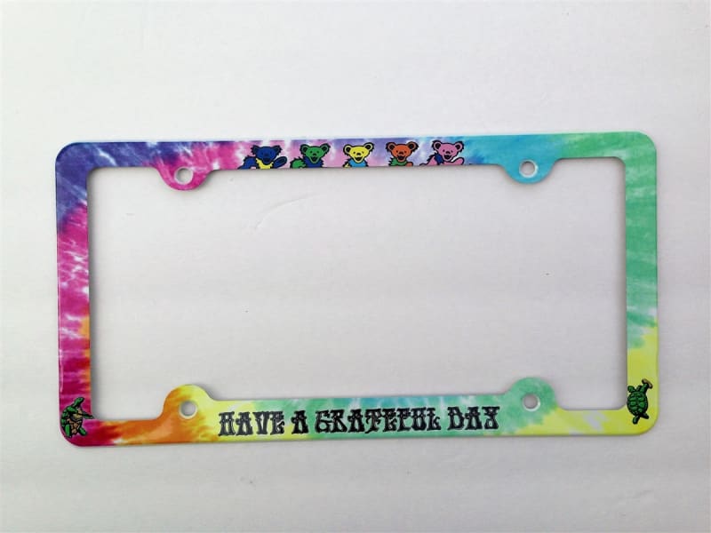 Have a Grateful Day License Plate Frame Dancing Terrapin Turtles Iko Dancing Bears on a tie dye background Decorative License Plate Holder