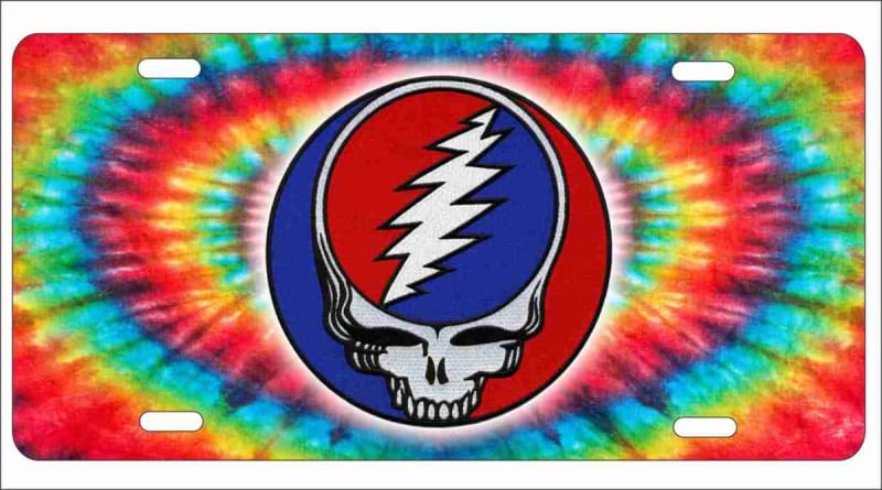 Tie dye steal your face custom car tag