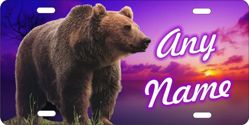 Grizzly bear sunset personalized novelty license plate