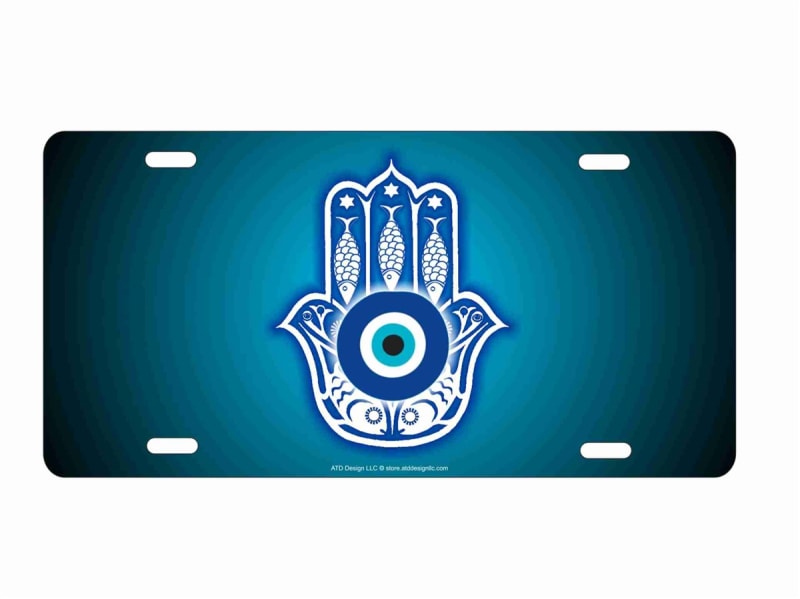 evil eye Hamsa design license plate custom car tag