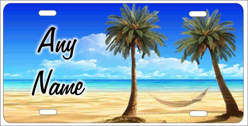 Tropical beach scene personalized novelty license plate Decorative vanity front car tag
