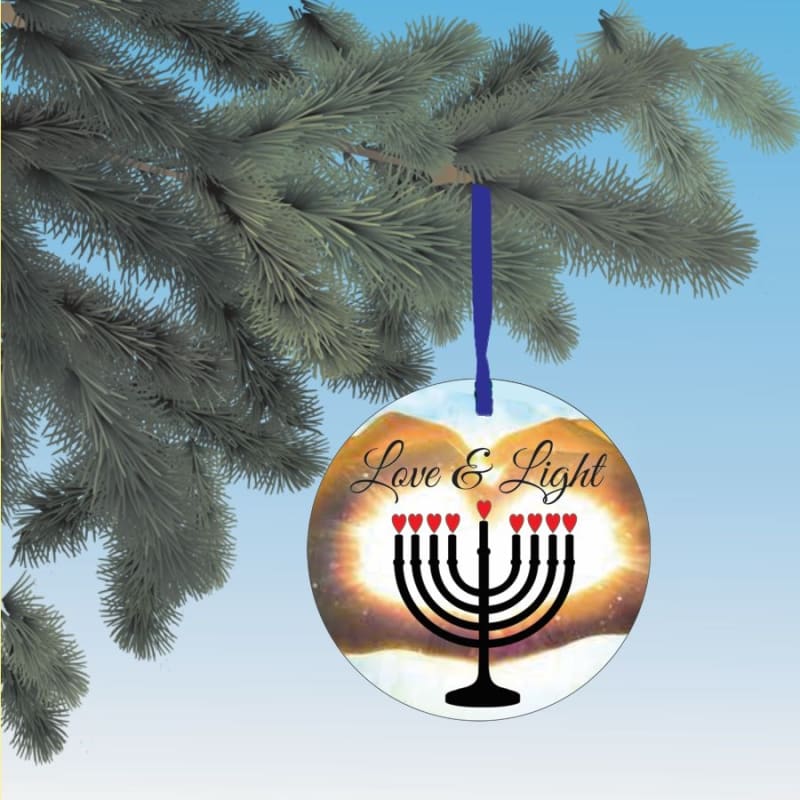 love and light  printed on light aluminum Hanukkah Ornament Christmas decoration