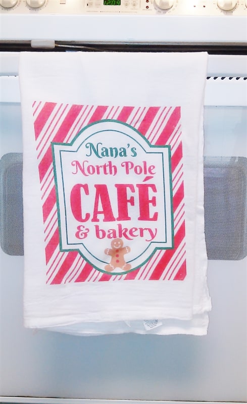 North Pole Cafe Flour Sack Kitchen Towel great as a Holiday, Christmas Gift