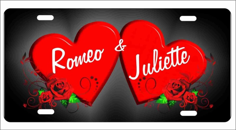 personalized novelty license plate two hearts Custom License Plates, Personalized License Plates, Decorative License Plates, Front License Plates, Car Tags, airbrush