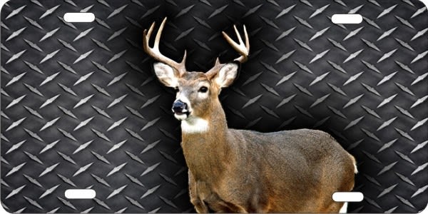Whitetail Deer diamond plate Custom License Plates, Personalized License Plates, Decorative License Plates, Front License Plates, Car Tags, airbrush