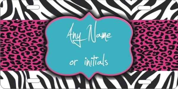 zebra cheetah Pattern personalized plate Custom License Plates, Personalized License Plates, Decorative License Plates, Front License Plates, Car Tags, airbrush