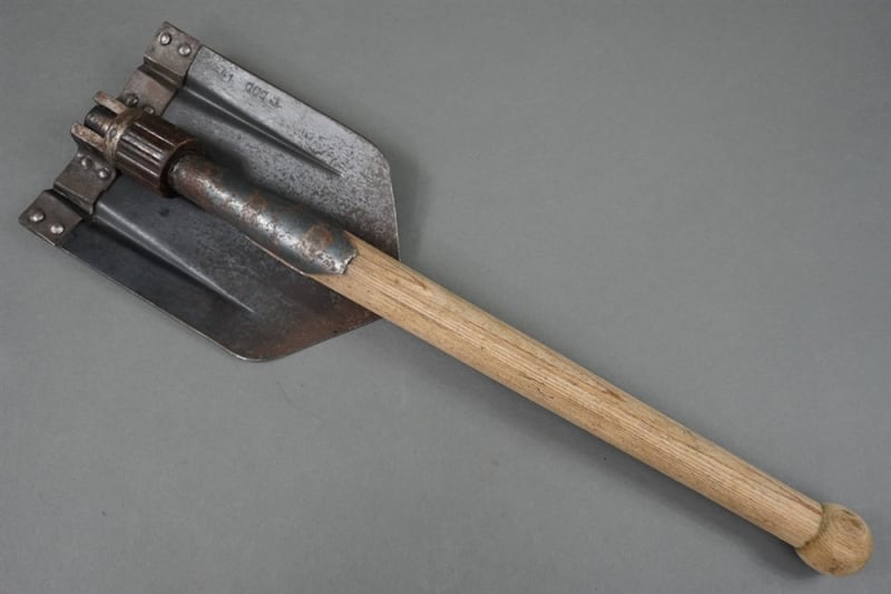 Original German WWII Folding Shovel (Klappspaten) Marked gcq Dated