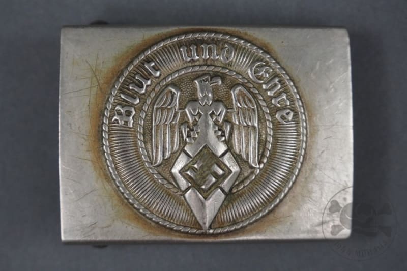 Original German Pre-War HJ Nickel Plated Belt Buckle RZM Assmann