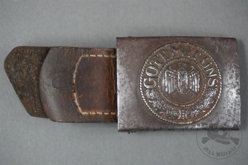 Original German WWII Heer Steel Belt Buckle with Tab -- C.W. Motz & Co. Dated 1941