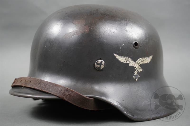 Original German WWII M35 Luftwaffe Ex-Double Decal Helmet EF64