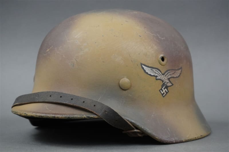 Original German WWII Refurbished M40 Helmet With Tri-Colored