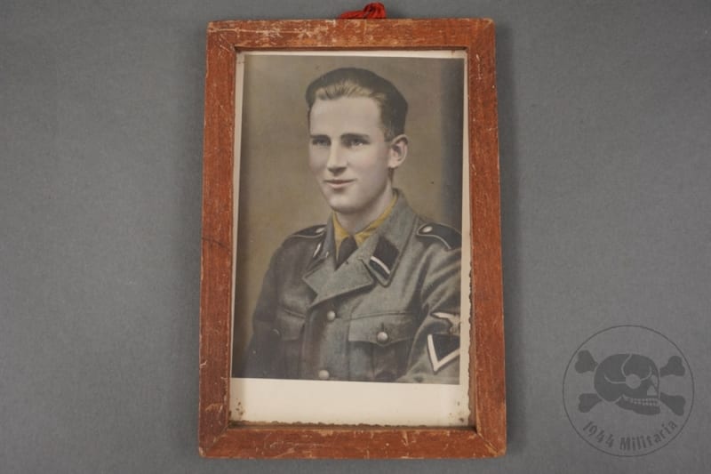 12 Ss Colorized Original German WWII Framed Colorized Portrait Photo of Waffen SS Sturmmann