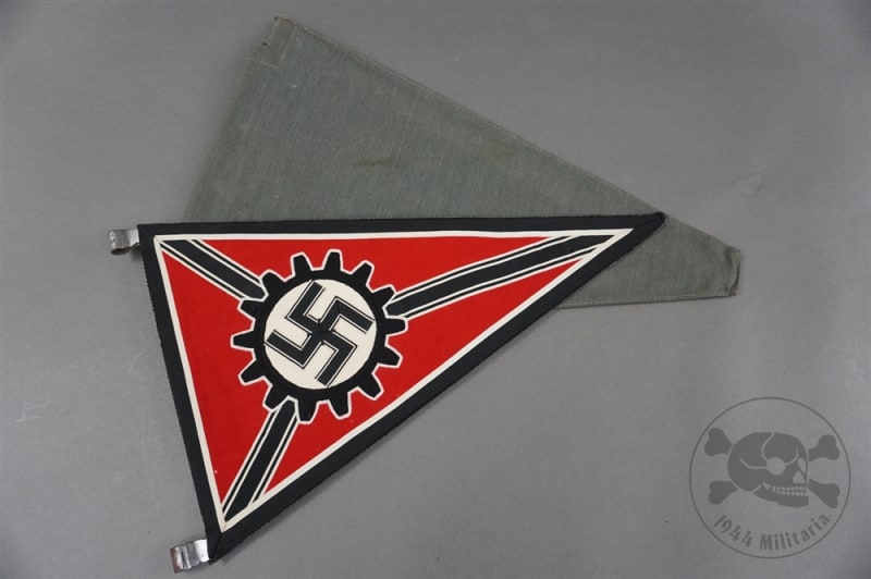 Original Third Reich High Ranking Staff Car DAF Pennant With Storage Case