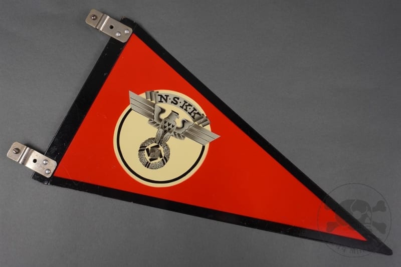 Original German WWII NSKK Leaderâ€™s Metal Vehicle Pennant RZM M3/61 Marked