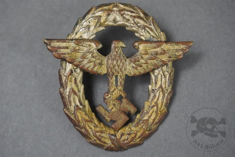 Original German WWII First Pattern Police Officers Visor Cap Badge