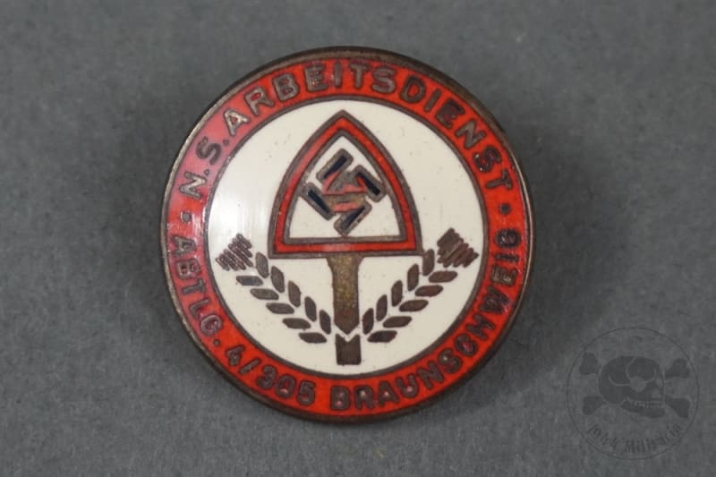 Original German Pre-WWII NS Arbeitsdienst Abtlg. 4305 Braunschweig Membership Pin