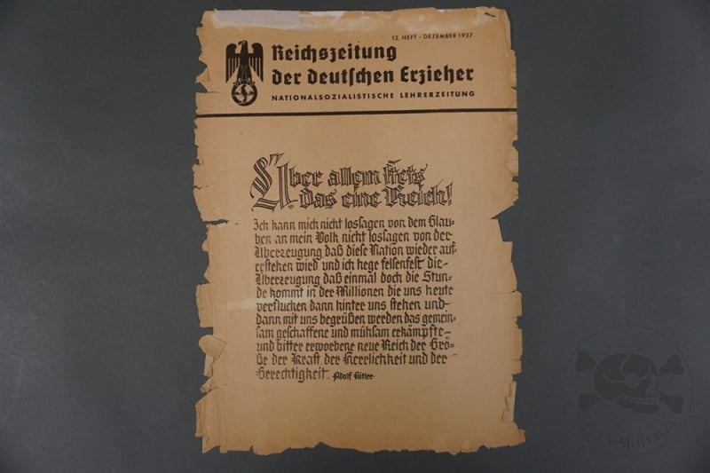 Original German Pre-WWII â€œReichszeitung der Deutschen Erzieherâ€ Newspaper Handout Dated December 1937