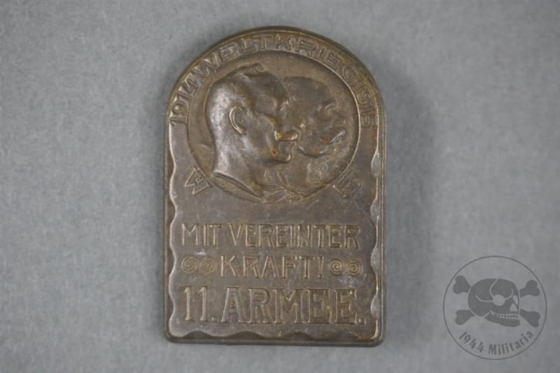 Original Austro-Hungarian & German Empire WWI 11th Army Patriotic Cap Badge