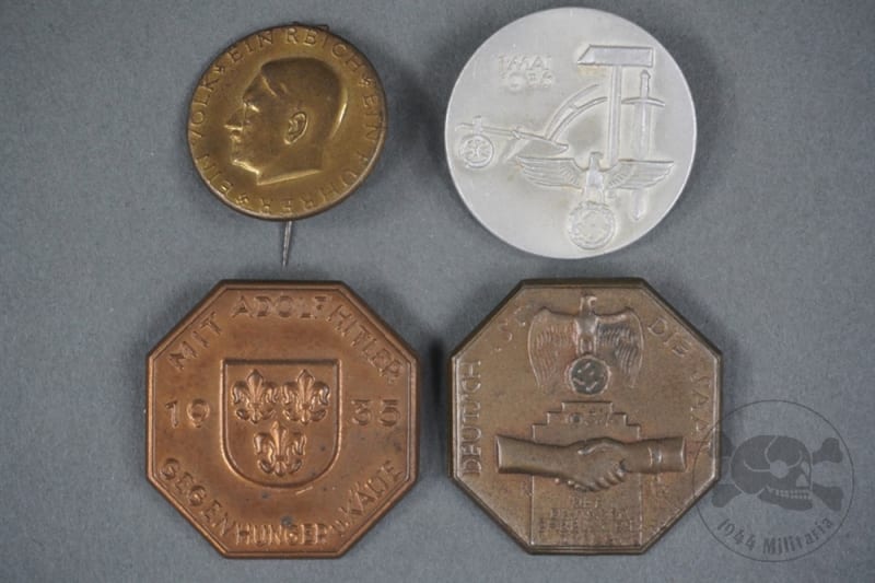 Original German WWII / Pre-WWII Political Tinnie Badge Grouping (4 Pieces)