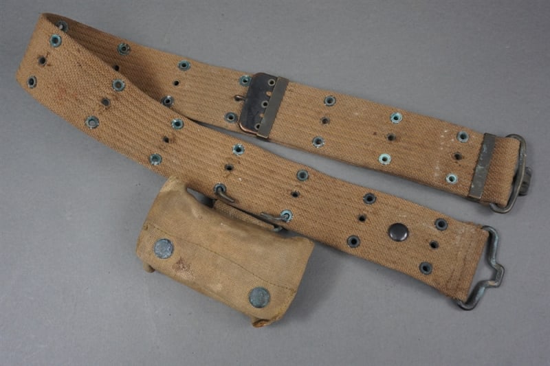 Original US WWI M1912/17 Web Belt With Field Dressing And Pouch