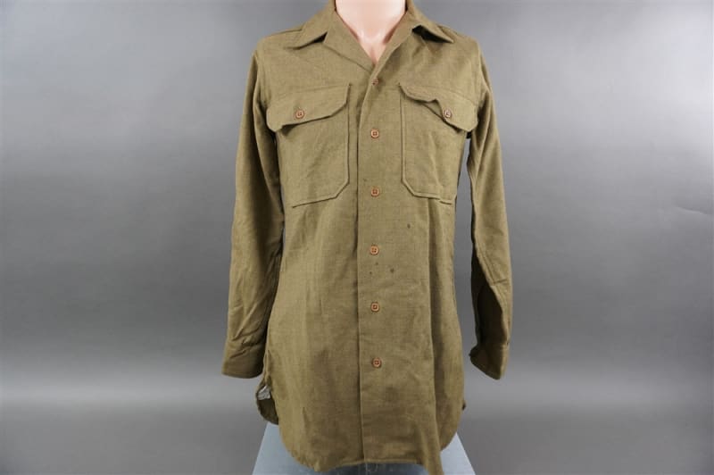 Original US WWII Wool Winter Service Shirt With Gas Flap