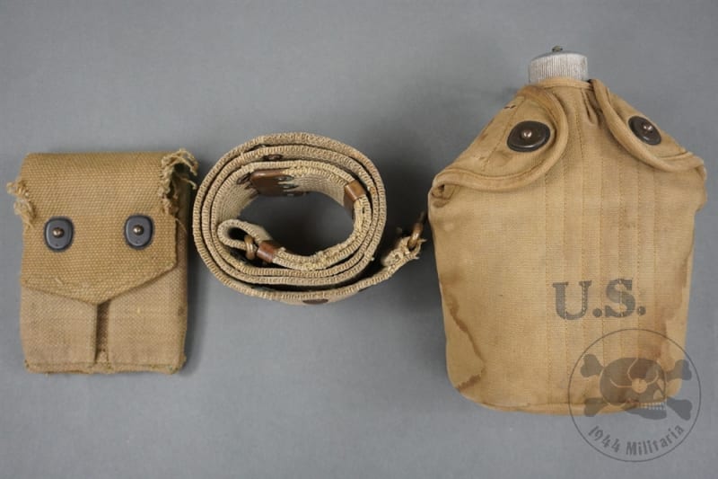Original U.S. WWI Web Gear Grouping Of M1910 Web Belt, M1911 Magazine Pouch & Canteen Set