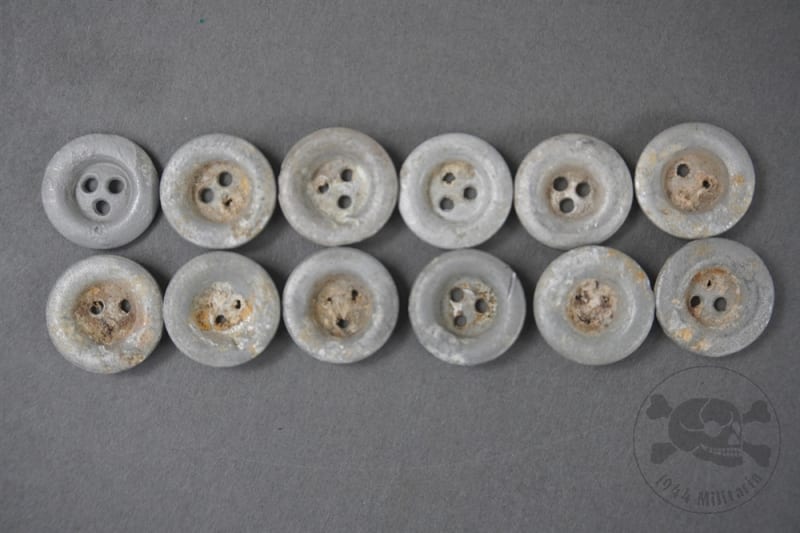 Original German WWII Aluminum Ground Dug 3-Hole Dish Buttons for Zeltbahns & Equipment