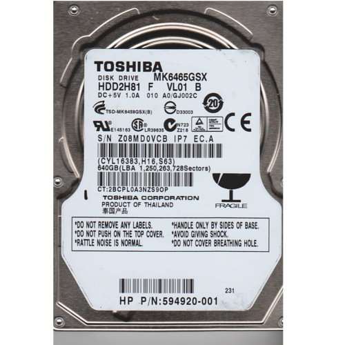 TOSHIBA HDD2H81 640GB 5400RPM 8MB BUFFER SATA-300 2.5INCH NOTEBOOK DRIVE. REFURBISHED. IN STOCK.