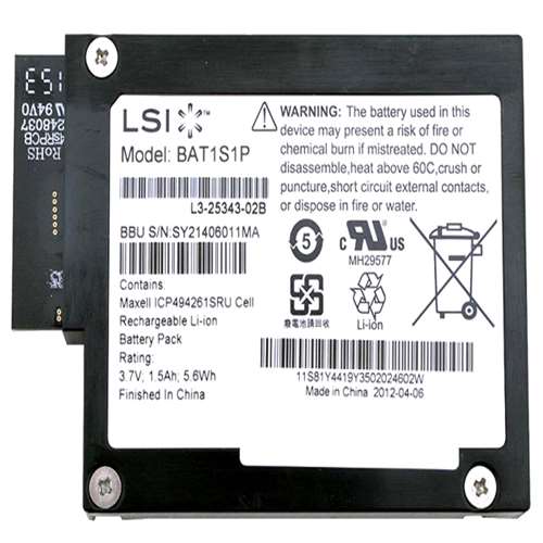 LSI LOGIC BAT1S1P LSI-IBBU08 MEGARAID 3.7V 1.59AH 5.6WH BATTERY BACKUP UNIT FOR LSI 9260, 9261, AND 9280 SERIES CONTROLLERS. SYSTEM PULL. IN STOCK. (GROUND SHIP ONLY)