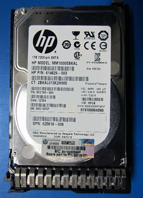 HP - 1TB 7200RPM 6G SATA SFF 2.5INCH SC MIDLINE HOT PLUG HARD DRIVE WITH TRAY FOR HP GEN8 SERVERS(655710-B21). REFURBISHED. IN STOCK.