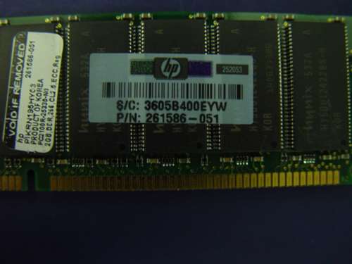 HP 261586-051 2GB 266MHZ PC2100 CL2.5 ECC DDR SDRAM DIMM MEMORY FOR HP PROLIANT SERVER DL320 DL360 G3 DL380 G3 ML350 G3 ML370 G3 DL560. BULK. IN STOCK.