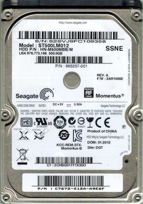 SEAGATE ST500LM012 MOMENTUS 500GB 5400RPM SATA-II 8MB BUFFER 2.5INCH NOTEBOOK DRIVE. REFURBISHED. IN STOCK.
