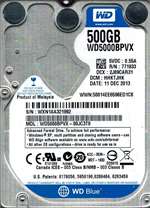 WESTERN DIGITAL WD5000BPVX WD BLUE 500GB 5400RPM SATA-6GBPS 8MB BUFFER 7MM 2.5INCH HARD DRIVES. REFURBISHED. IN STOCK.