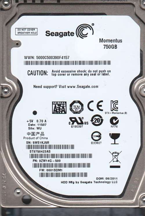 SEAGATE ST9750423AS MOMENTUS 750GB 5400RPM SATA-II 16MB BUFFER 2.5INCH NOTEBOOK DRIVE. REFURBISHED. IN STOCK.