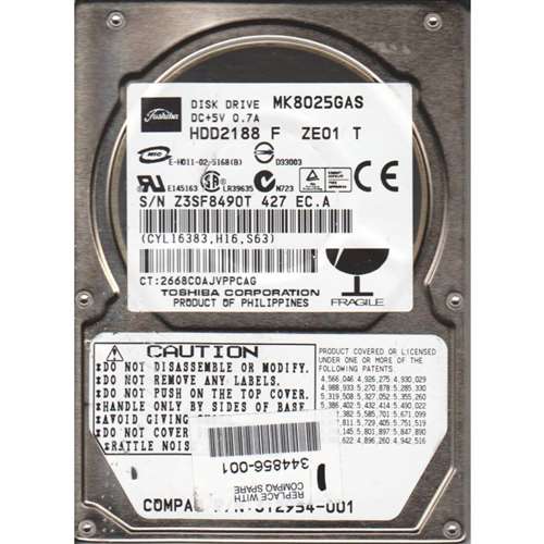 TOSHIBA HDD2188 80GB 4200RPM 8MB BUFFER 9.5 MM 2.5INCH ATA/IDE 100MBPS SUPER SLIM NOTEBOOK HARD DRIVE. REFURBISHED. IN STOCK.