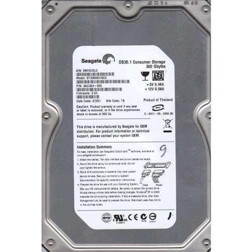 SEAGATE ST3300831SCE DB35 SERIES 300GB 7200 RPM SATA 8MB BUFFER 3.5 INCH LOW PROFILE (1.0 INCH) HARD DISK DRIVE. REFURBISHED. IN STOCK.
