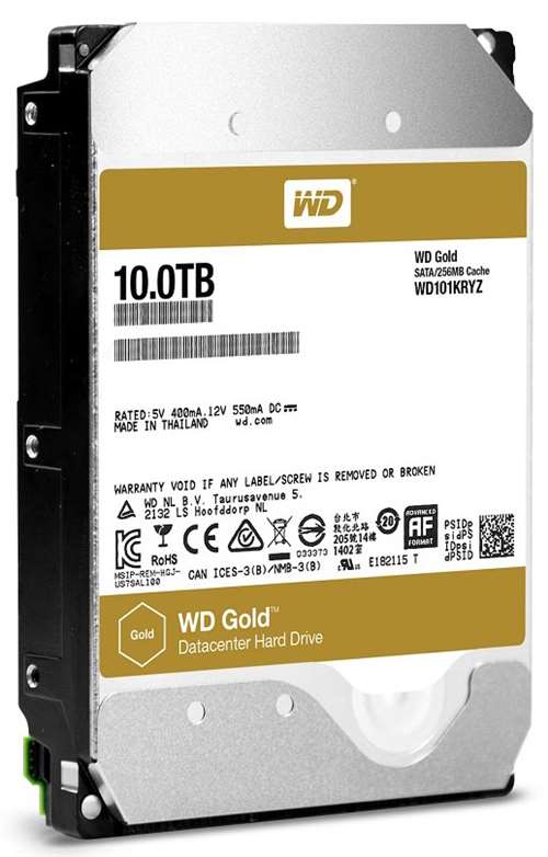 WESTERN DIGITAL WD101KRYZ WD GOLD 10TB 7200RPM SATA-6GBPS 256MB BUFFER 3.5INCH INTERNAL DATACENTER HARD DISK DRIVE. BULK. IN STOCK.
