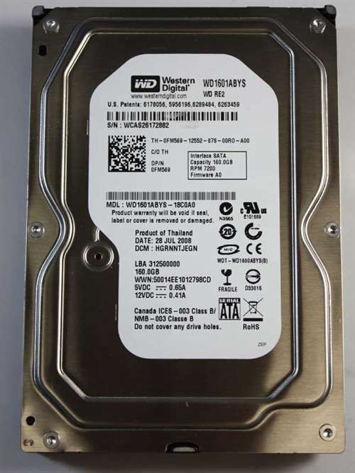 WESTERN DIGITAL WD1601ABYS RE2 160GB 7200RPM SATA-II 7PIN 16MB BUFFER 3.5 INCH LOW PROFILE (1.0 INCH) HARD DISK DRIVE. REFURBISHED. IN STOCK.