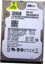 WESTERN DIGITAL WD3200BVVT AV 320GB SATA-II 5400 RPM 8MB BUFFER 2.5INCH FORM FACTOR LOW PROFILE (1.0 INCH) HARD DISK DRIVE. REFURBISHED. IN STOCK.