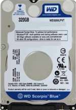 WESTERN DIGITAL WD3200LPVT SCORPIO BLUE 320GB 5400RPM SATA-II 8MB BUFFER 2.5INCH HARD DRIVE. REFURBISHED. IN STOCK.